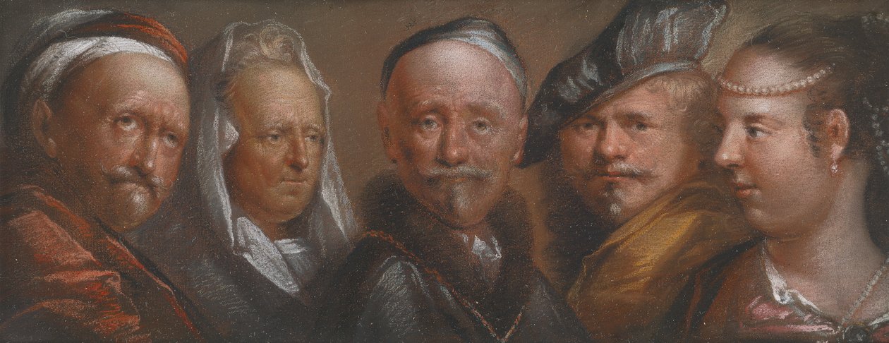 Studier af fem hoveder efter Rembrandt af Edward Luttrell