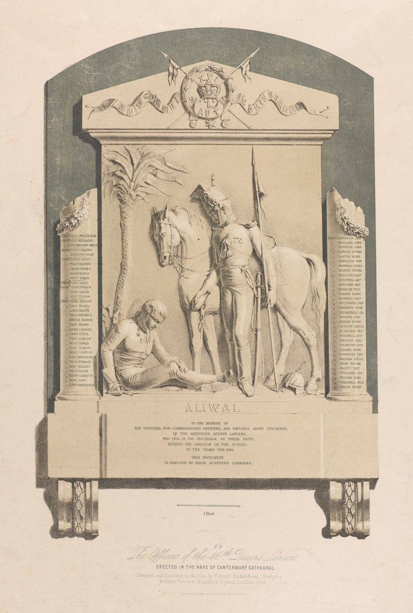 Aliwal-mindesmærke, Canterbury Cathedral, 1848 ca af Edward M. Richardson