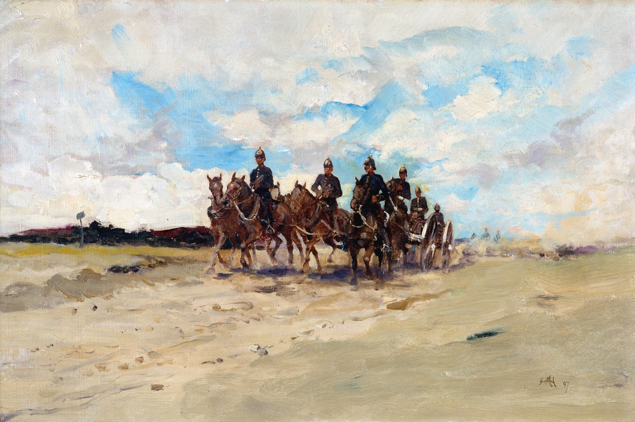 Royal Artillery, et feltvåbenhold på marchen, 1897 af Edward Matthew Hale
