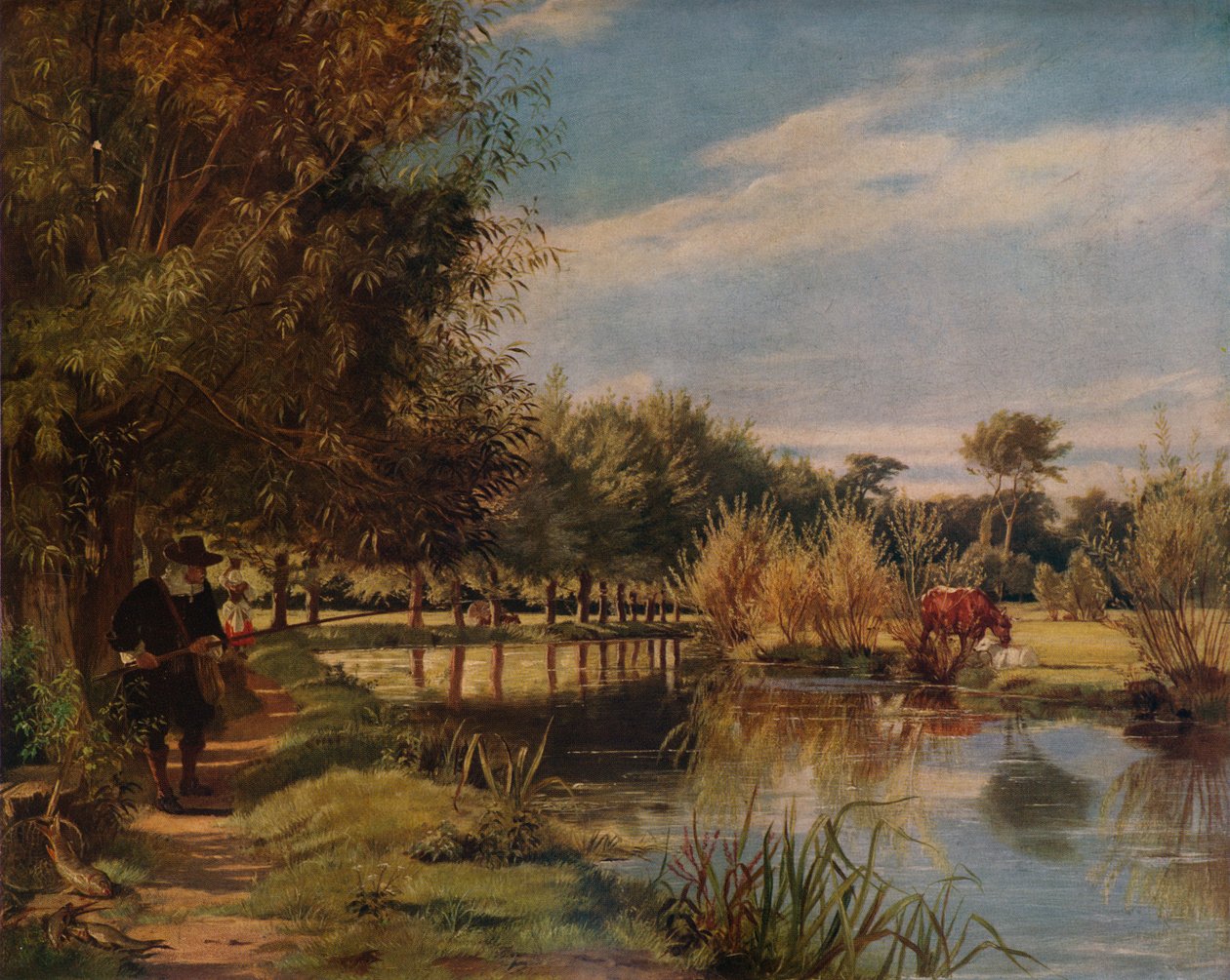 Izaak Walton lystfiskeri: En sommerdag på bredden af Colne, 1938 af Edward Matthew Ward