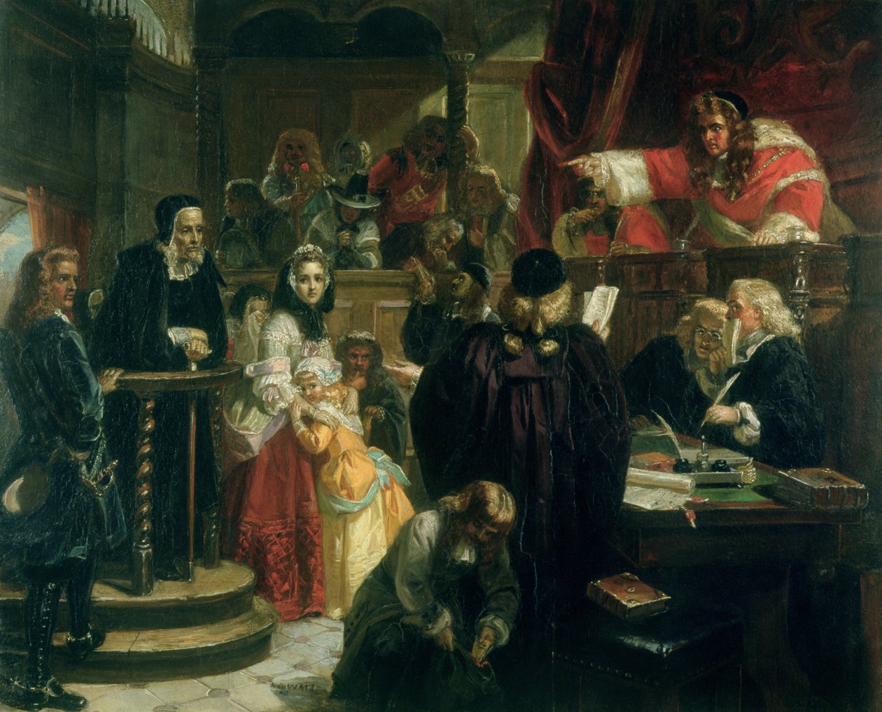 Dommer Jeffries (1648-89) kaster misbrug mod Richard Baxter (1615-91) under hans retssag af Edward Matthew Ward