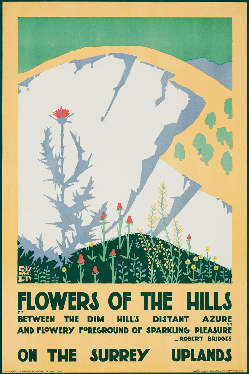 Blomster i bakkerne, på Surreys højland af Edward McKnight Kauffer