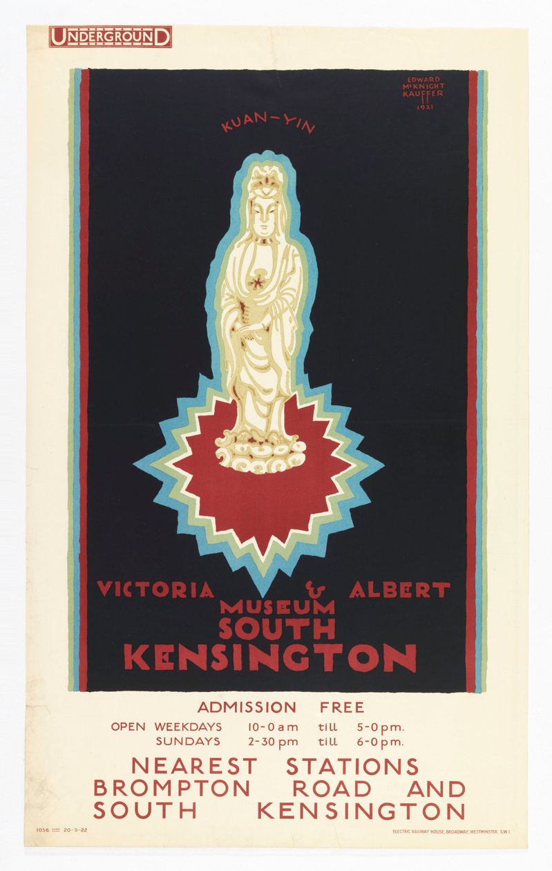 Plakat, Victoria and Albert Museum, til London Underground, 1921 af Edward McKnight Kauffer
