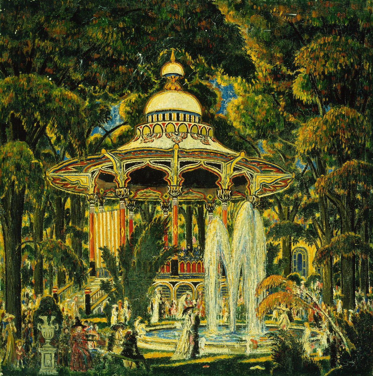 Gazebo på Central Park (olie på lærred) af Edward Middleton Manigault