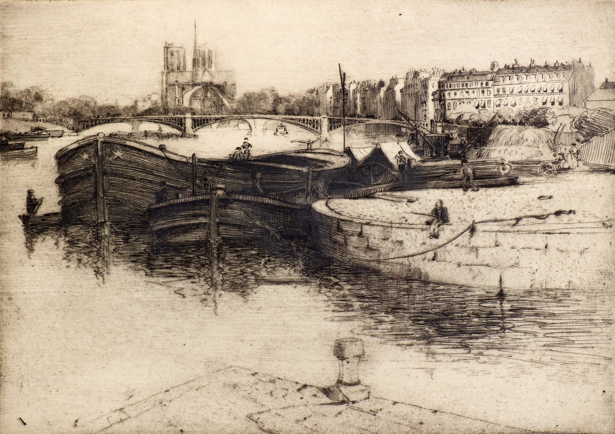 Udsigt over Notre Dame fra Seinen (radering) af Edward Millington Synge