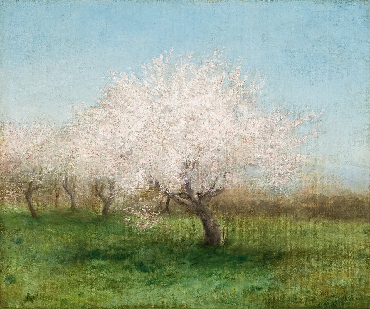 Æbletræer i en eng 1890 (Olie på lærred) af Edward Mitchell Bannister
