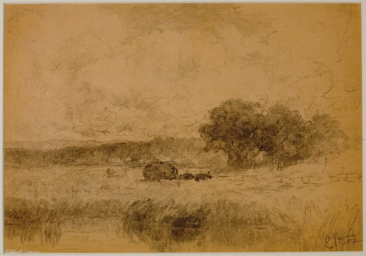 Landskab, skov (#13) c. 1880 (grafit på papir) af Edward Mitchell Bannister