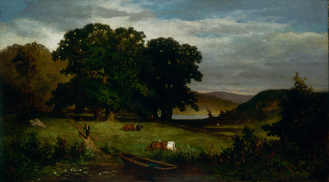 Egetræer, 1876. af Edward Mitchell Bannister