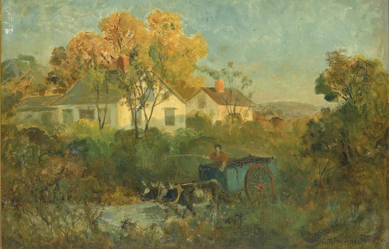 The Drinking Pool (mand i vogn med okser ved poolen) af Edward Mitchell Bannister