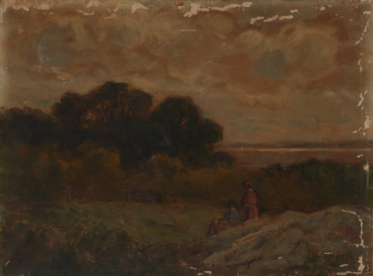 Uden titel (Landskab med to kvinder liggende på klipper) af Edward Mitchell Bannister