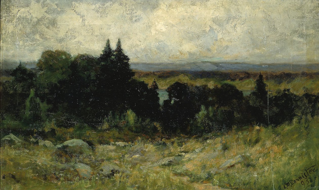Uden titel (landskab, marker med sten og træer) af Edward Mitchell Bannister