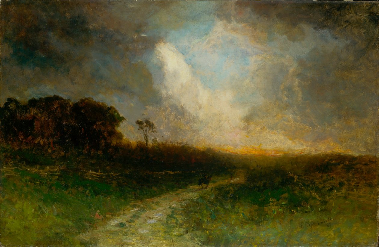 Uden titel (landskab, mand på hest) af Edward Mitchell Bannister