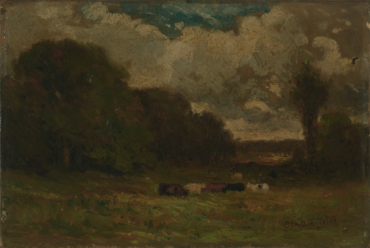 Uden titel (landskab med køer og træer) af Edward Mitchell Bannister