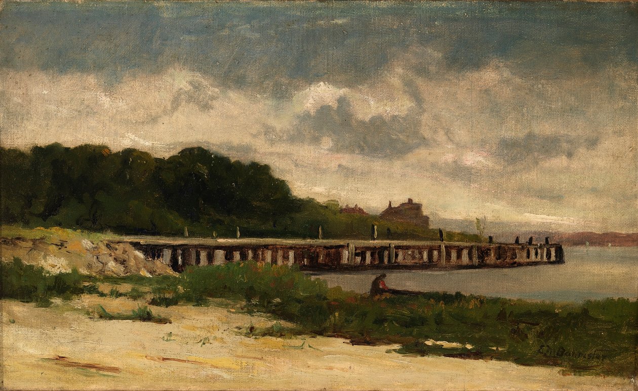 Uden titel (landskab med mole) af Edward Mitchell Bannister