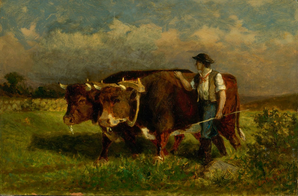 Uden titel (mand med to okser) af Edward Mitchell Bannister