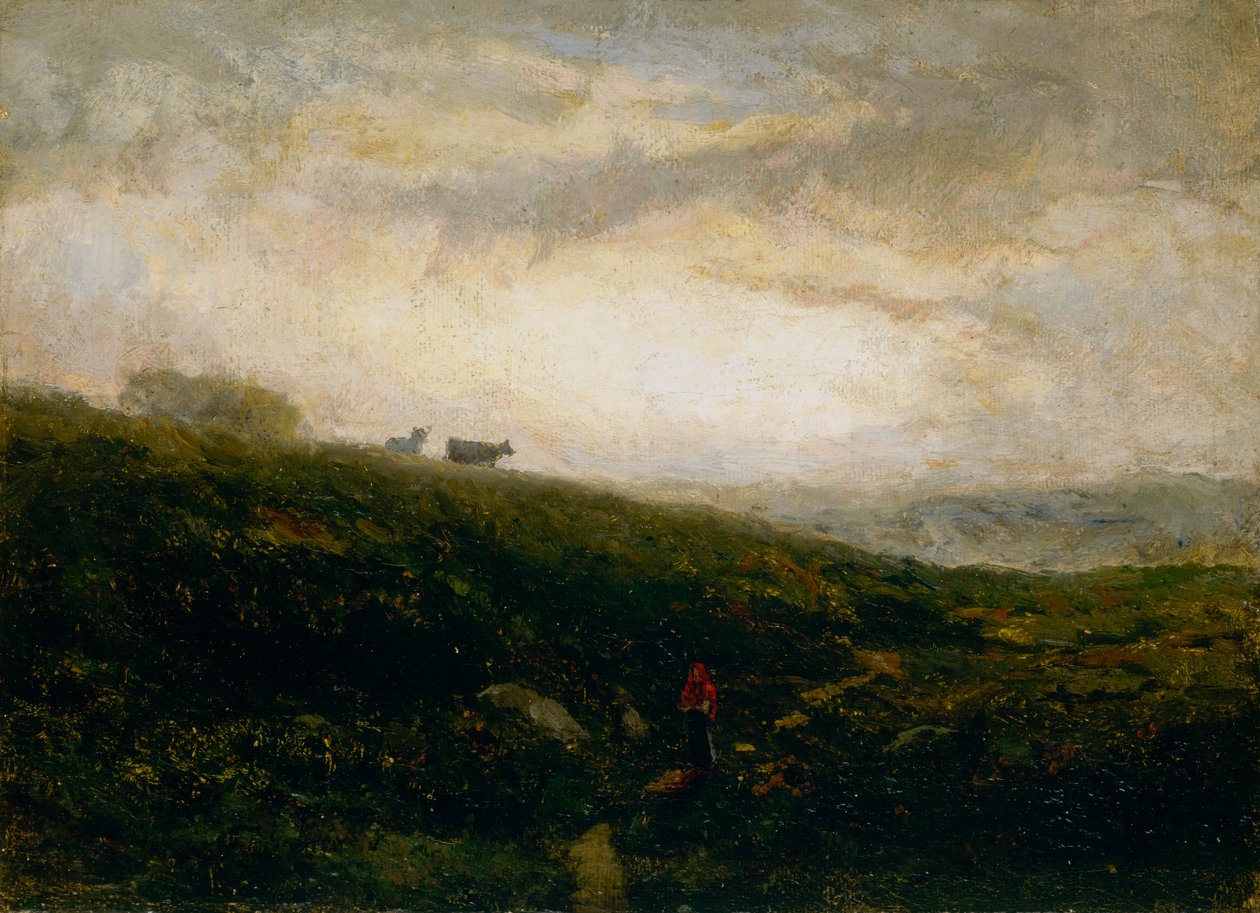 Unavngivne køer ned ad bjergsiden, 1881. af Edward Mitchell Bannister