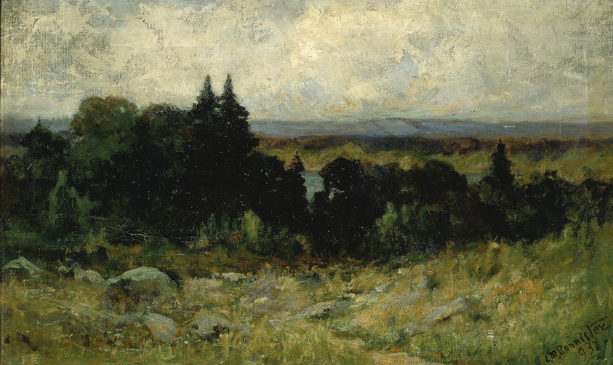 Unavngivet landskab, marker med klipper og træer, 1893. af Edward Mitchell Bannister