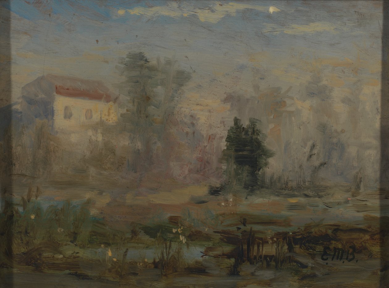 Unavngivet landskab med hus i baggrunden, n.d. af Edward Mitchell Bannister