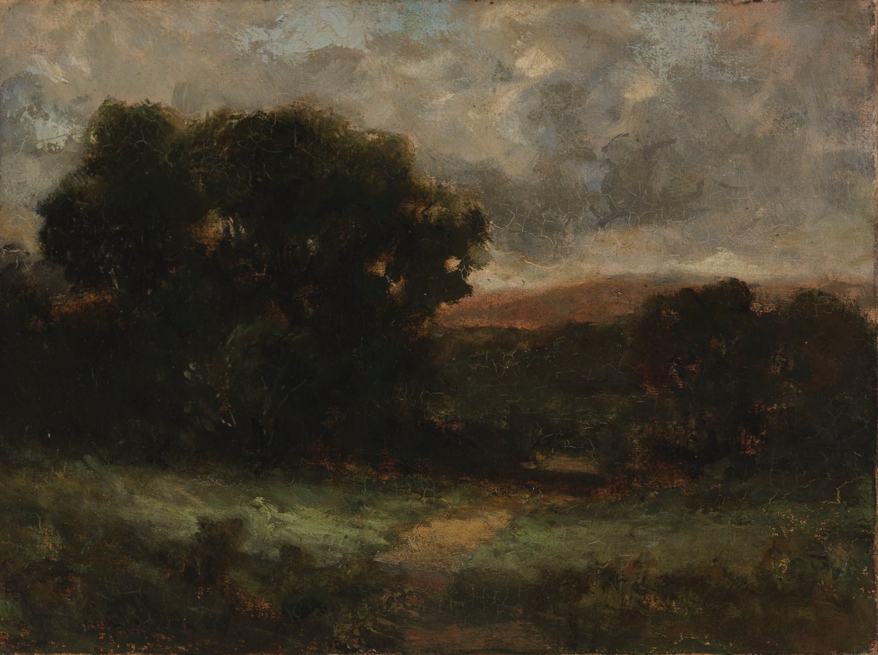 Unavngivet landskab med eng og træer, n.d. af Edward Mitchell Bannister
