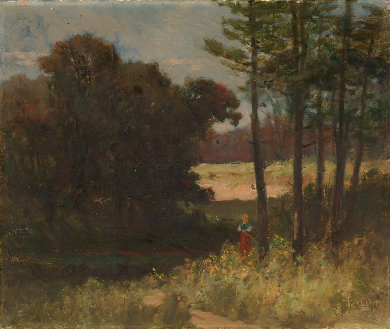 Unavngivet landskab med træer og kvinde, 1894. af Edward Mitchell Bannister