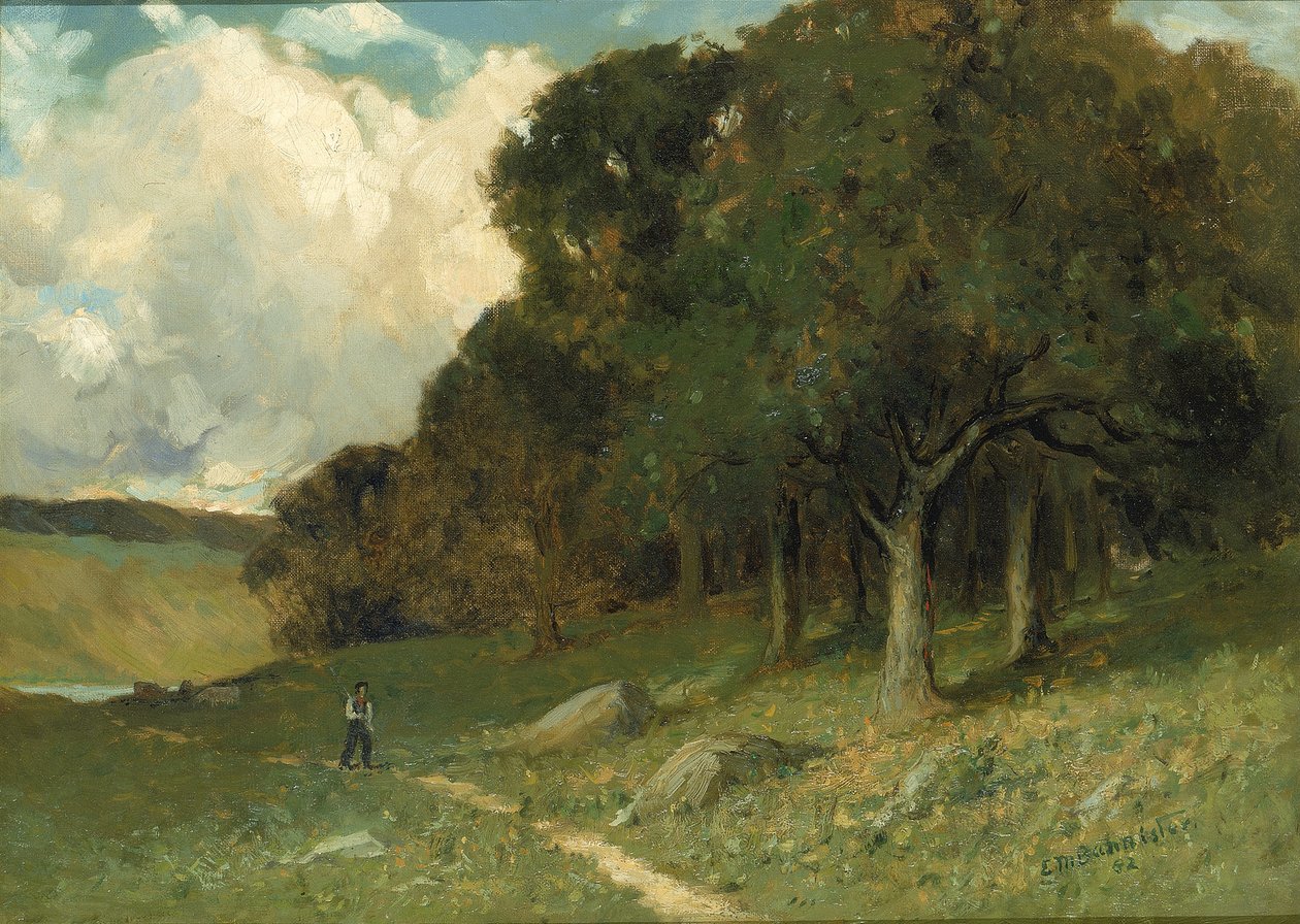 Unavngivet mand på sti med træer i baggrunden, 1882. af Edward Mitchell Bannister