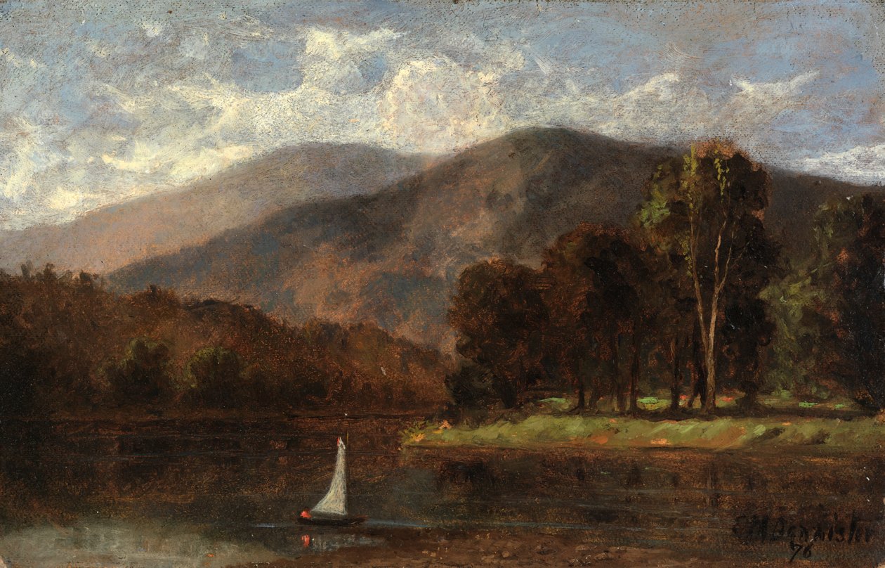 Uden titel sejlbåd i floden, 1876. af Edward Mitchell Bannister
