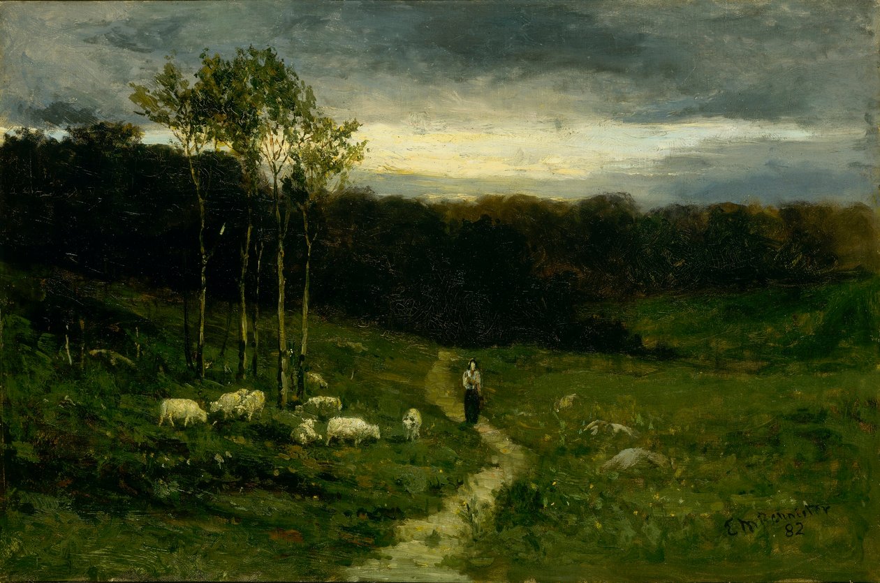 Kvinde går ned ad sti af Edward Mitchell Bannister