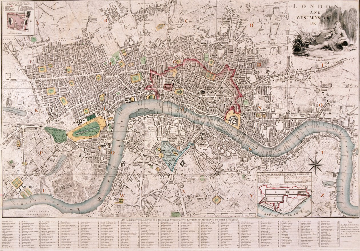 Kort over London, 1797 af Edward Mogg