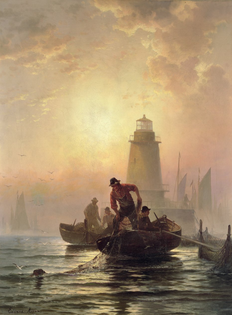 Fish Pond, Orient Bay, Long Island af Edward Moran