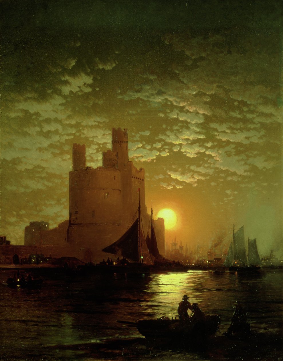 Månebelyst scene af Edward Moran