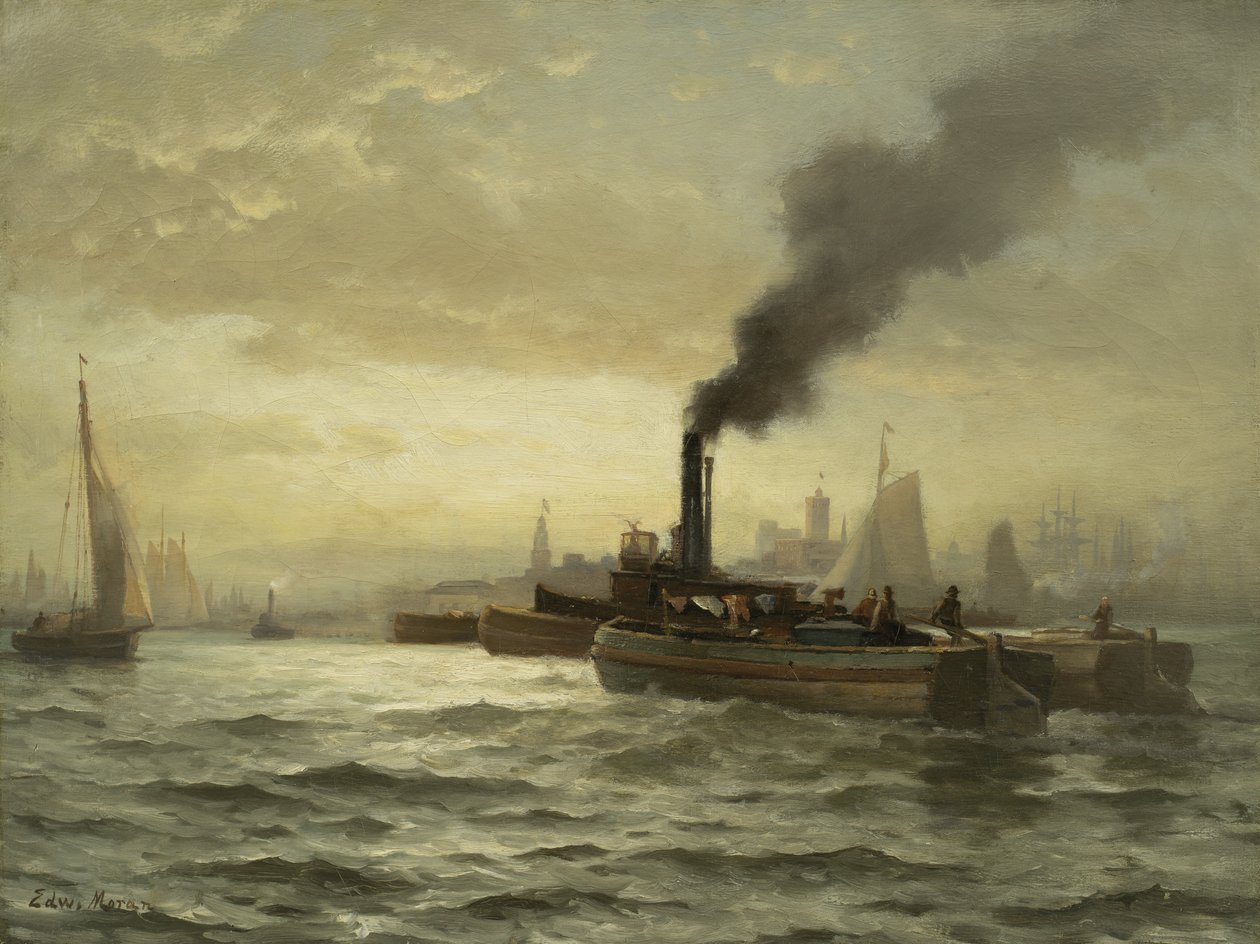 New York Harbor, N.Y.C, 1880 af Edward Moran