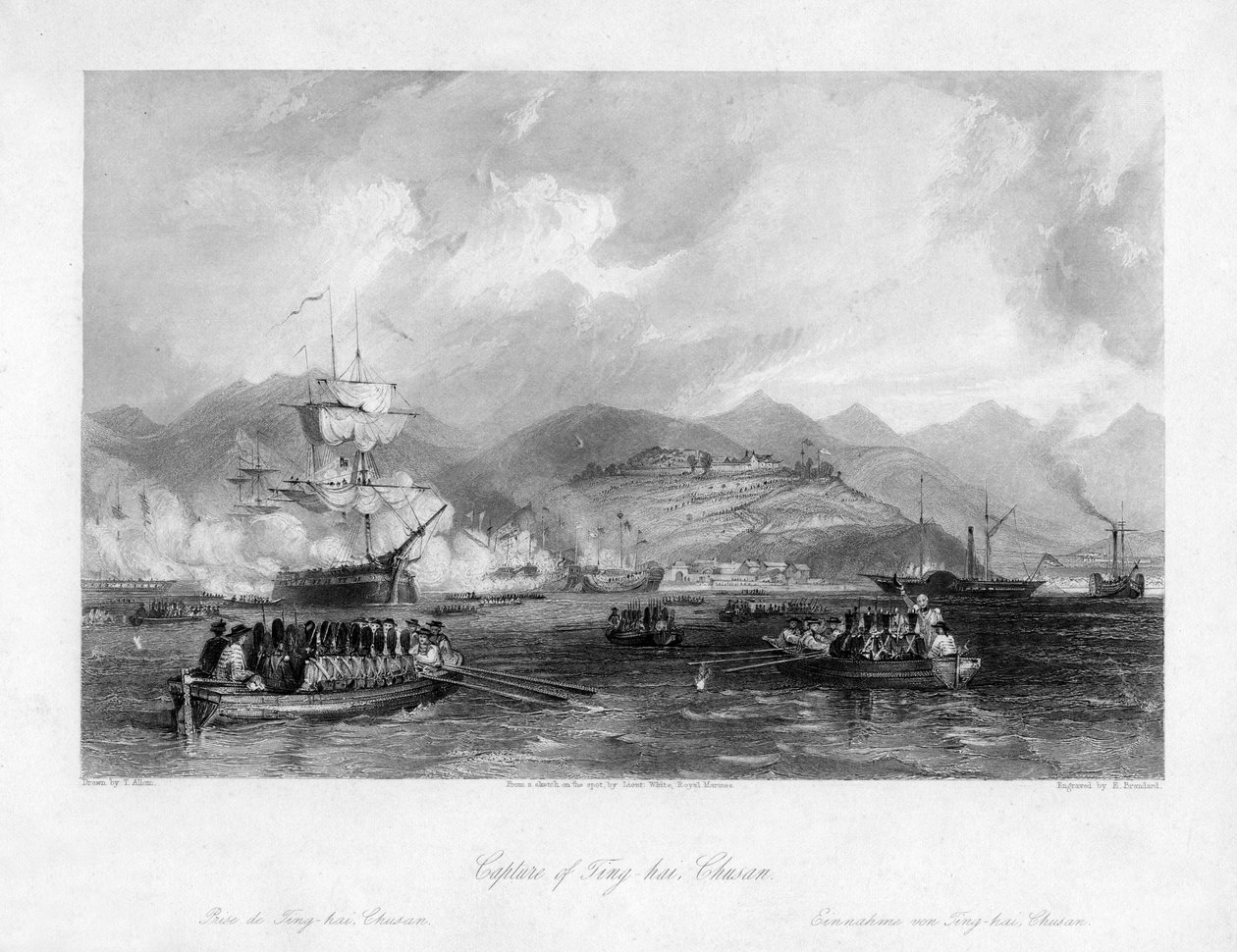 Fangst af Ting-hai, Chusan, Kina, 1841 1800-tallet. af Edward Paxman Brandard