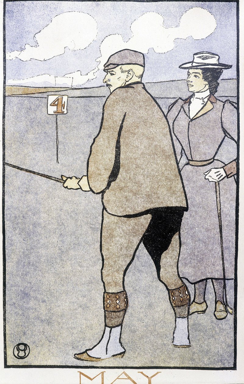 Par, der spiller golf - i "" Golfkalender"" af Edward Penfield af Edward Penfield