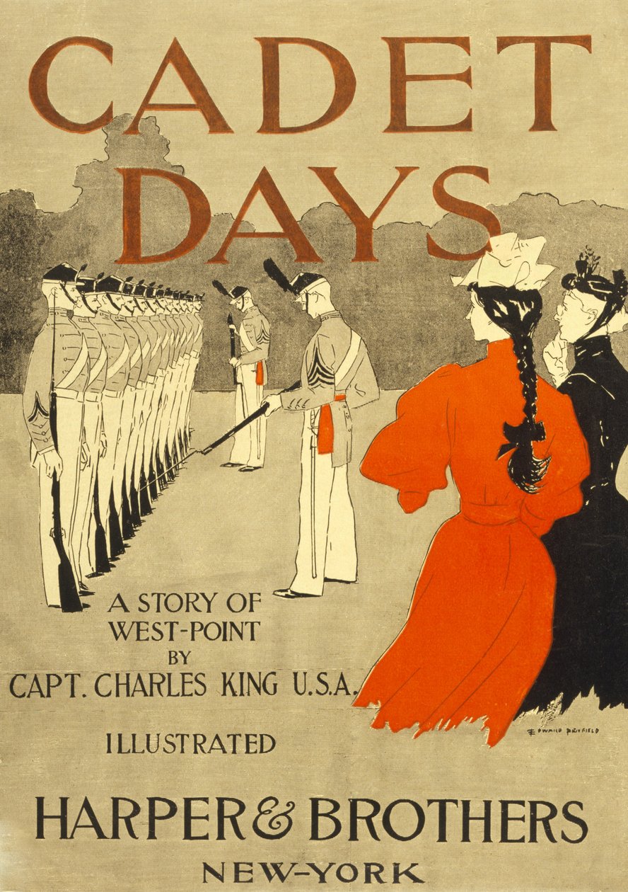 Forside til Cadet Days, af Capt. Charles King U.S.A., pub. New York, 1894. af Edward Penfield
