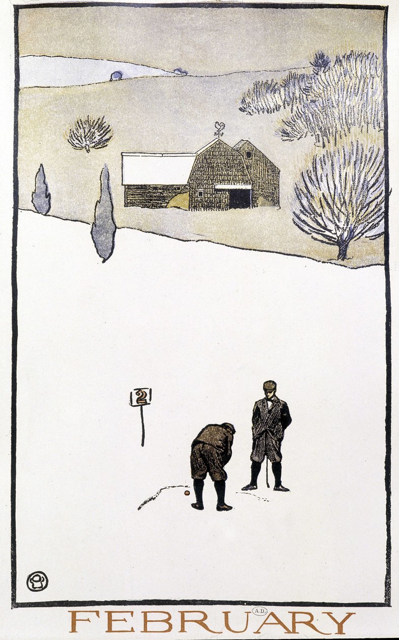 Golf i sneen - i "" Golfkalender"" af Edward Penfield af Edward Penfield