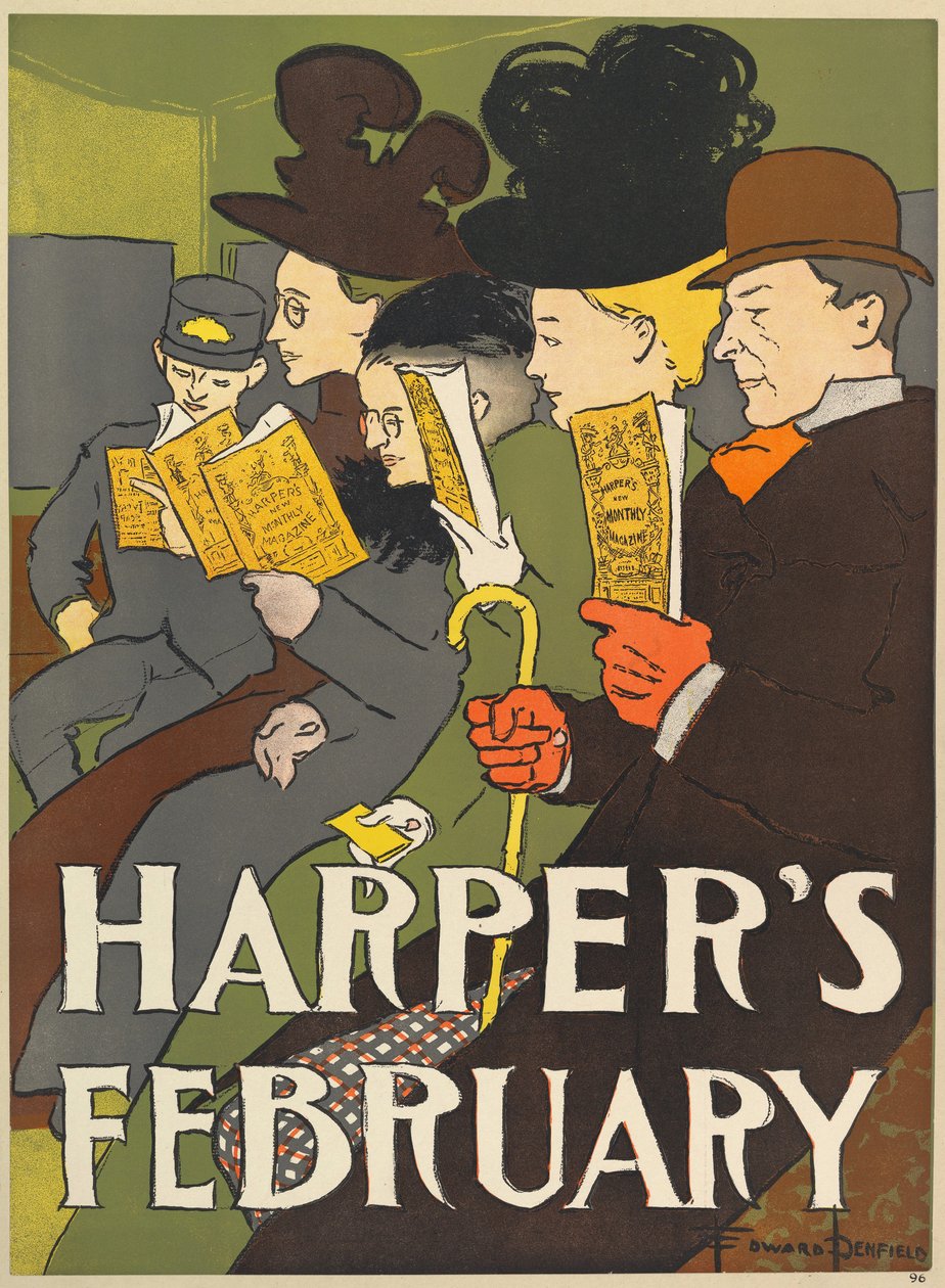 Harpers New Monthly Magazine, februar 1896 (farve litho) af Edward Penfield