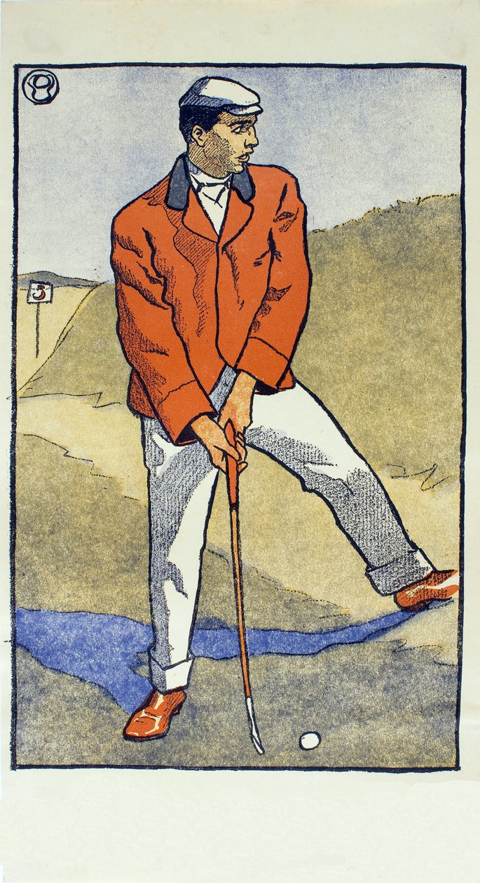 Juni/juli, detalje fra 1931 Golfing Calendar, pub. 1931 af Edward Penfield