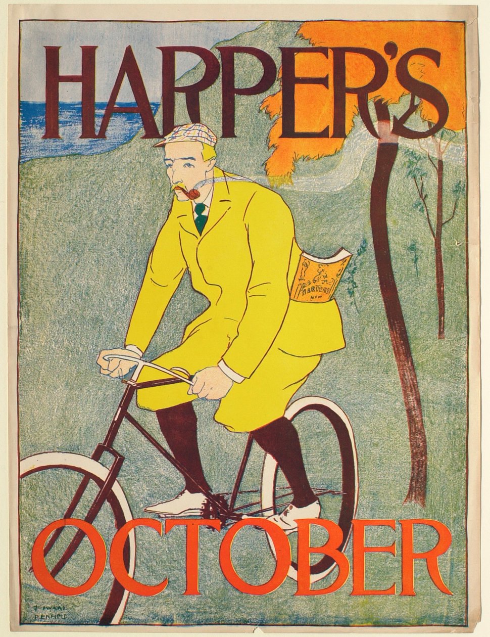Mand i gult jakkesæt på cykel, Harper