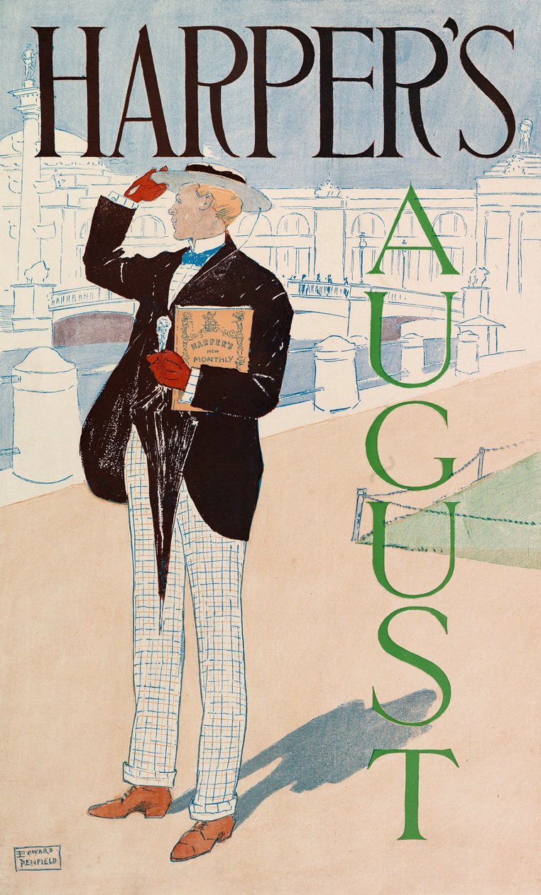 Reklameplakat for Harpers New Monthly Magazine, august 1893 (farvelitografi) af Edward Penfield