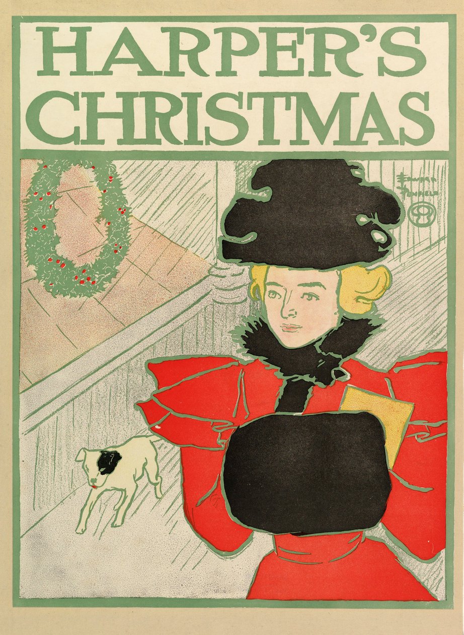Plakat, der reklamerer for Harpers New Monthly Magazine, julen 1894 af Edward Penfield