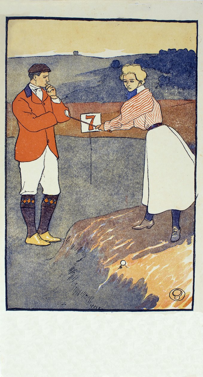 September, detalje fra 1931 Golfing Calendar, pub. 1931 af Edward Penfield