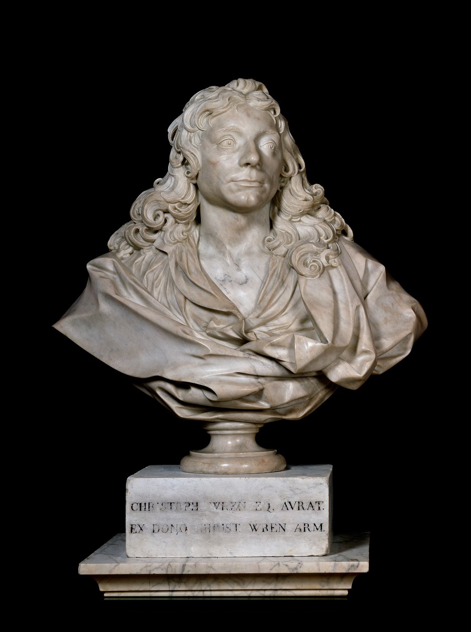 Portrætbuste af Sir Christopher Wren, 1600-tallet (marmor) af Edward Pierce
