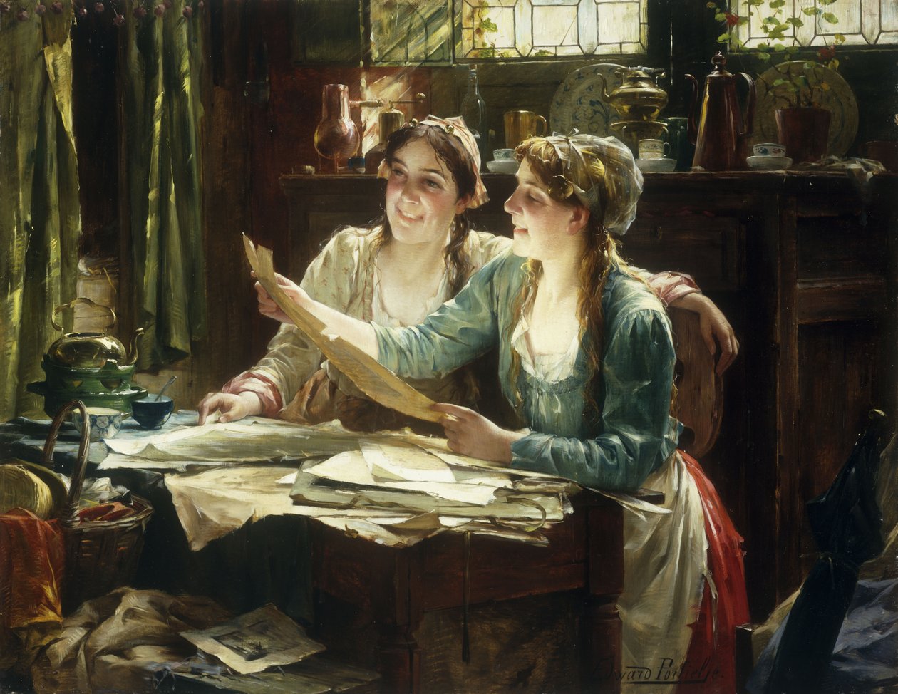The Old Folio (olie på lærred) af Edward Portielje