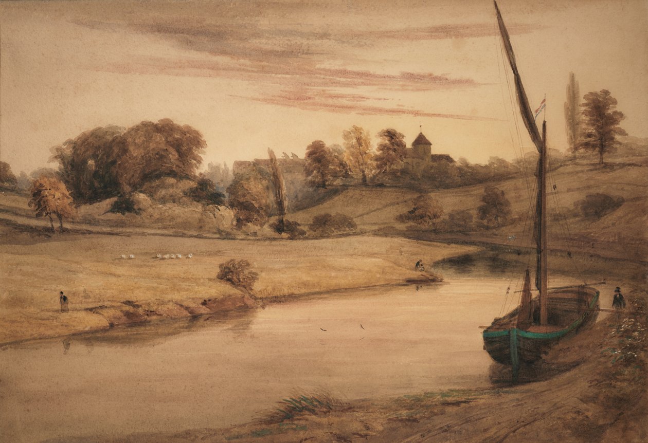 Nettlestead Church, Kent fra Bow Bridge af Edward Pretty