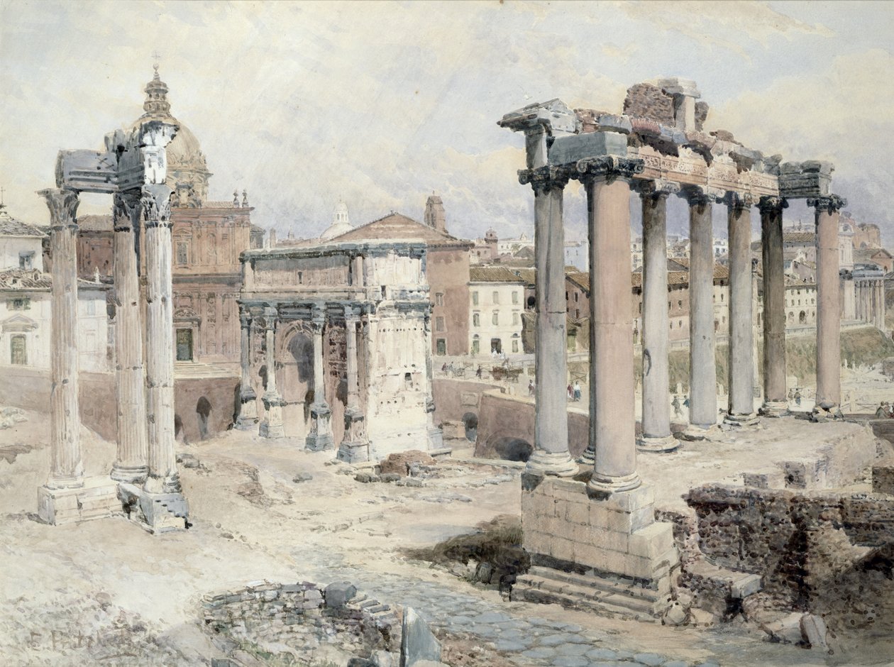 Forum, Rom (blyant og akvarel på papir) af Edward Pritchett