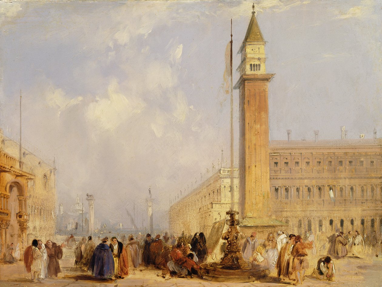 Piazzetta, Venedig (olie om bord) af Edward Pritchett