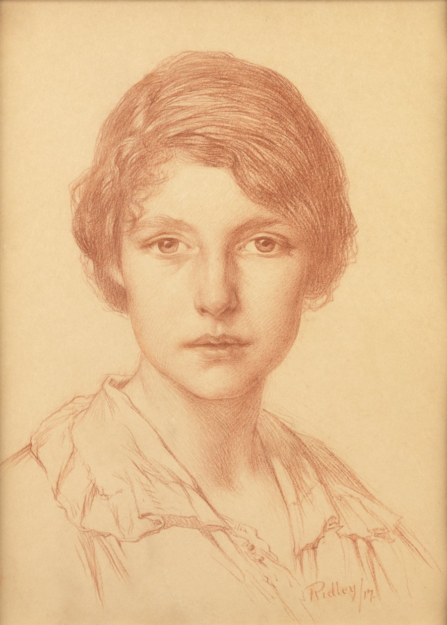 En ung kvinde (rødt kridt) af Edward Ridley