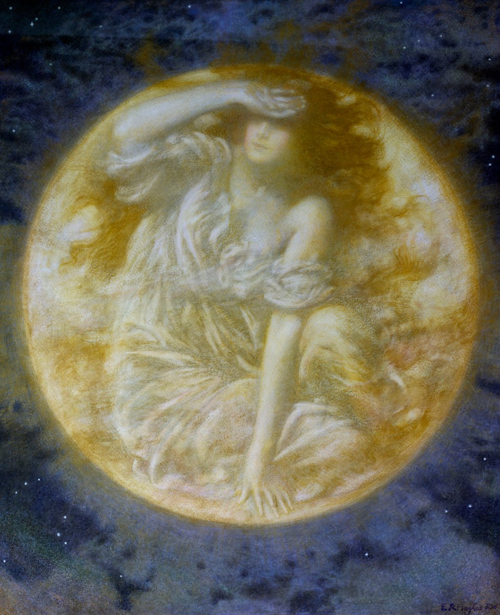 "Radiant Moon" Maleri af Edward Robert Hughes (1851-1914) (prerafaelit) Privat samling af Edward Robert Hughes