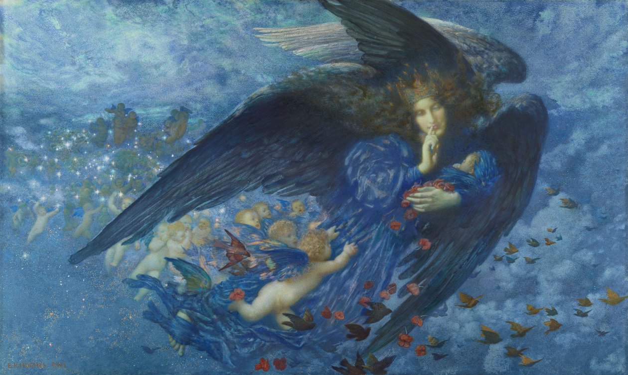 Nat med hendes tog af stjerner, 1912 af Edward Robert Hughes