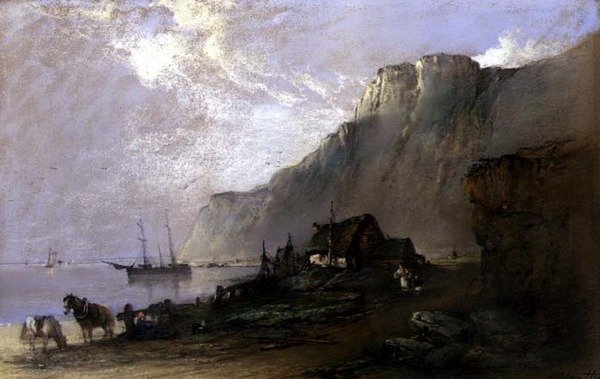 Kystscene (pastel på papir) af Edward Robert Smythe